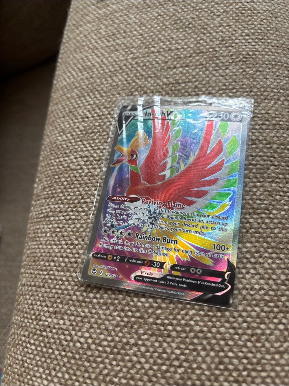 Pokemon Holo Red Rainbow Ho-Oh V Card Sleeve